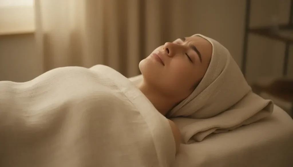 A person resting peacefully after hijama wet cupping, representing emotional and spiritual balance