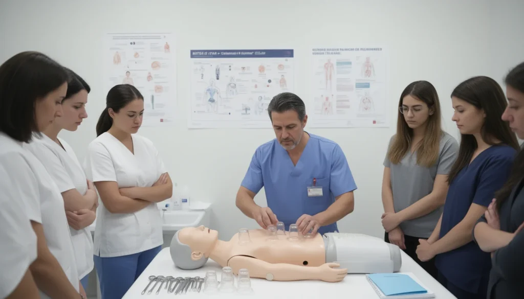 A hands-on hijama wet cupping training session focused on safety and technique