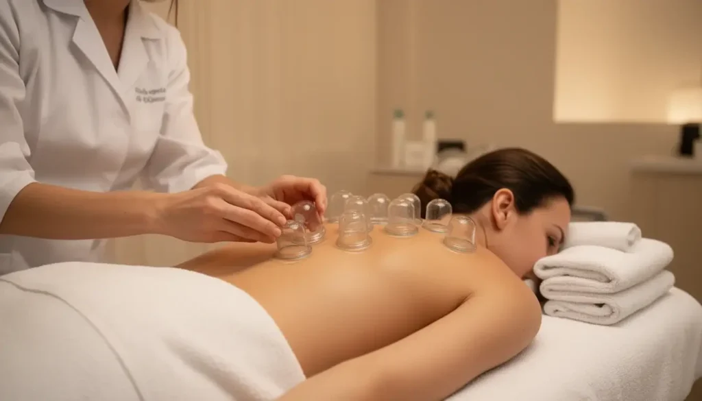 Hijama wet cupping treatment being performed in a professional wellness business setting